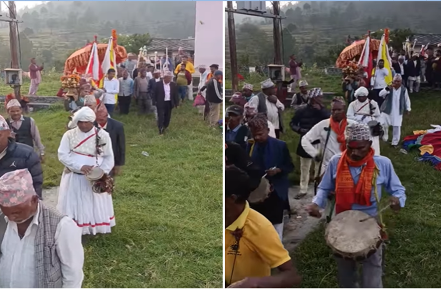 दसैँ पूजाका लागि अशिग्राम मन्दिरमा देउरो