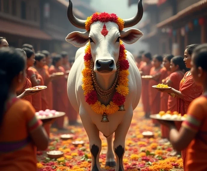 तिहारको चौथो दिनः आज गाई पूजा गरिँदै