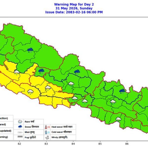 देशको पश्चिमी भेगमा वर्षा र हुरीको सम्भावना