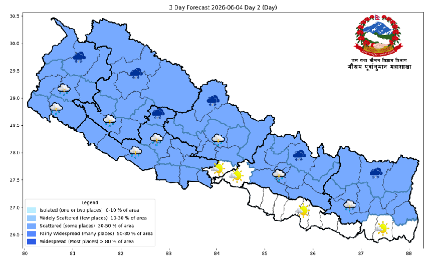 पहाडमा वर्षासँगै तराईमा तातो लहर, १४ जिल्लामा सतर्कता