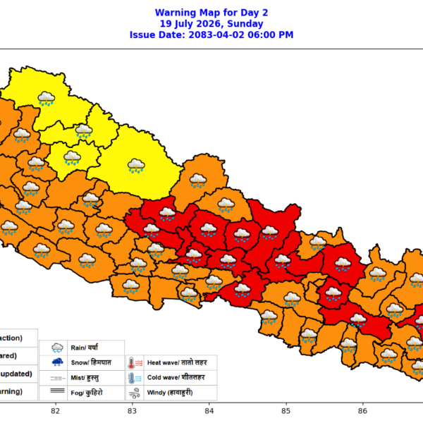 मनसुनको प्रभाव बढ्दा भारी वर्षाको सम्भावना