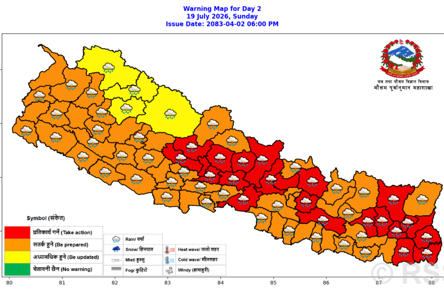 मनसुनको प्रभाव बढ्दा भारी वर्षाको सम्भावना