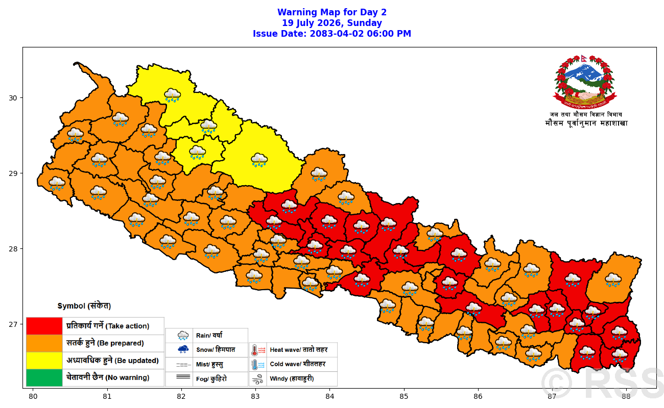 मनसुनको प्रभाव बढ्दा भारी वर्षाको सम्भावना